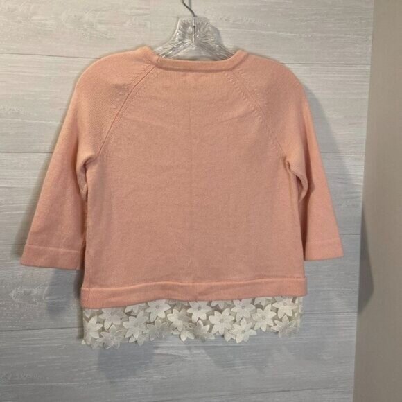 J. Crew Women's Lace Hem Knit Sweater Merino Wool Blend Pullover - Picture 4 of 6